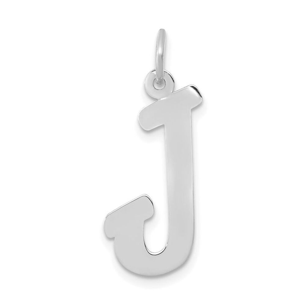 10k White Gold Small Script Initial J Charm - image 1
